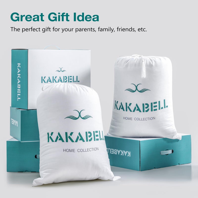 KAKABELL Pinch Pleat Goose Down Feathers Fiber Comforter Full/Queen Size All Season-Ultra Soft and Cozy Noiseless Duvet Insert with Egyptian Cotton Blend Cover,Fluffy Warm Comforter White,90"X90" - Image 4